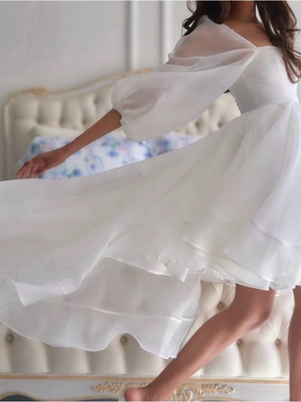 NWT Ivory Angel Mini Bustle Dress bridal wedding graduation size small